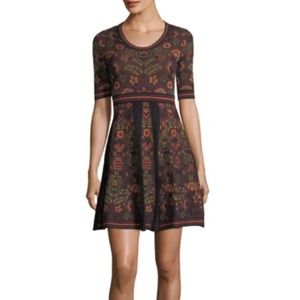 M MISSONI Elbow-Sleeve Floral Jacquard Knit Dress
